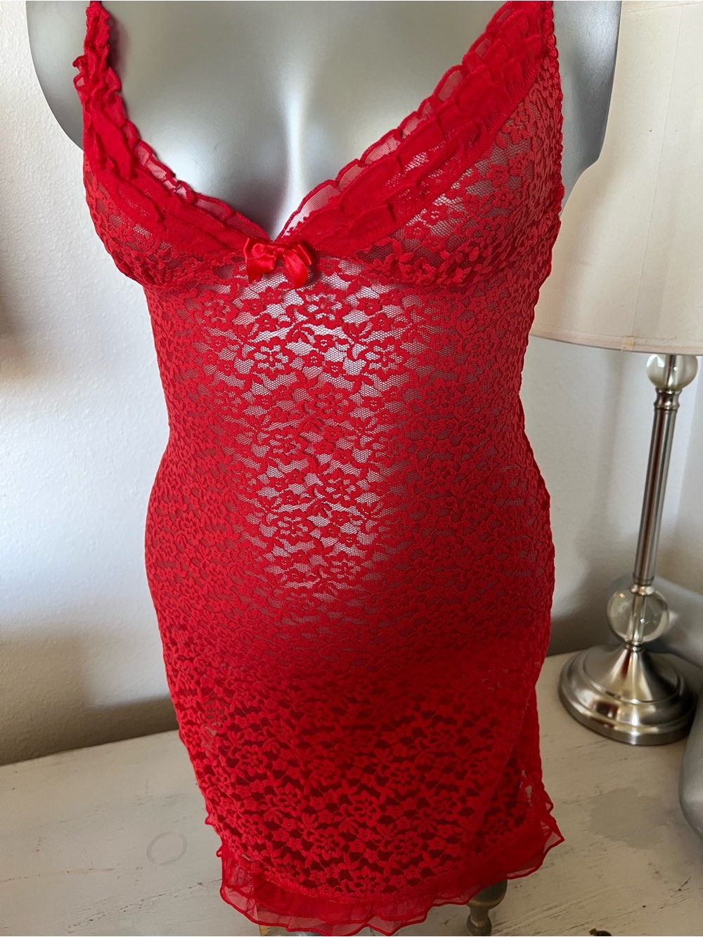 Red hot lace nightie slip VS Victoria’s Secret